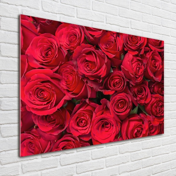 Foto en cristal de alta calidad con impresión uv horizontal rosas rojas