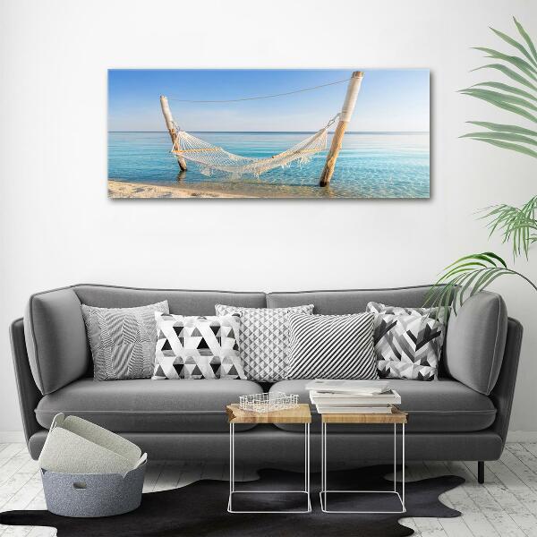 Impresión en cristal con acabado brillante horizontal Hamaca junto al mar