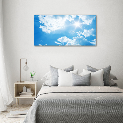 Cuadro decorativo de vidrio para salón horizontal Nubes en el cielo