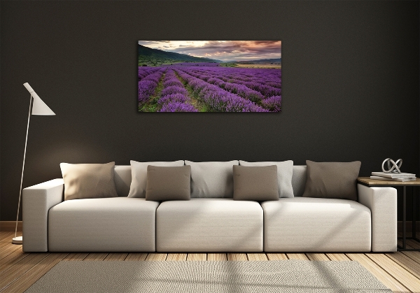 Foto en cristal de alta calidad con impresión uv horizontal campo de lavanda