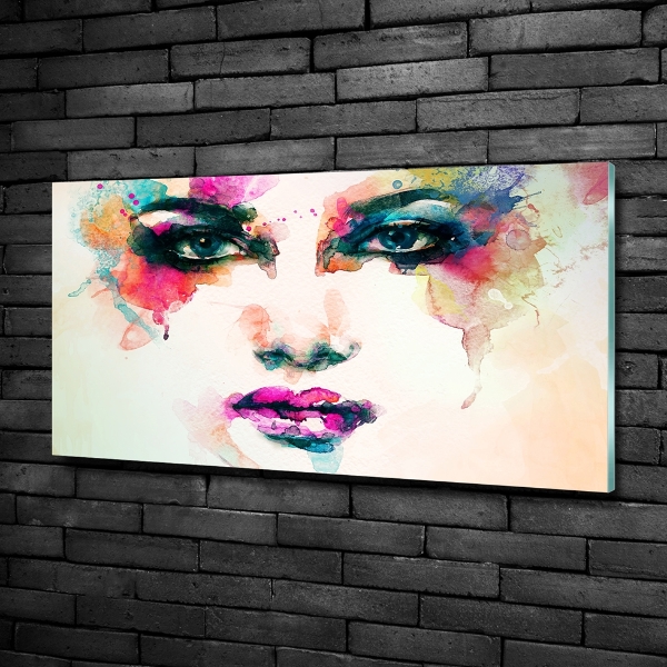 Cuadro decorativo de vidrio para salón horizontal Retrato de una mujer