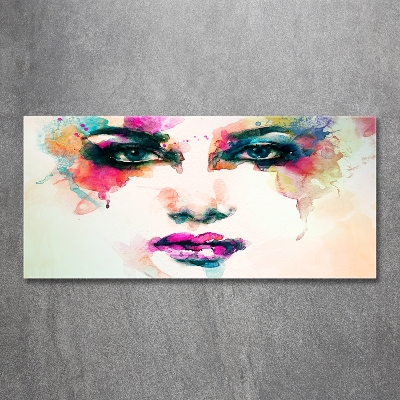 Cuadro decorativo de vidrio para salón horizontal Retrato de una mujer