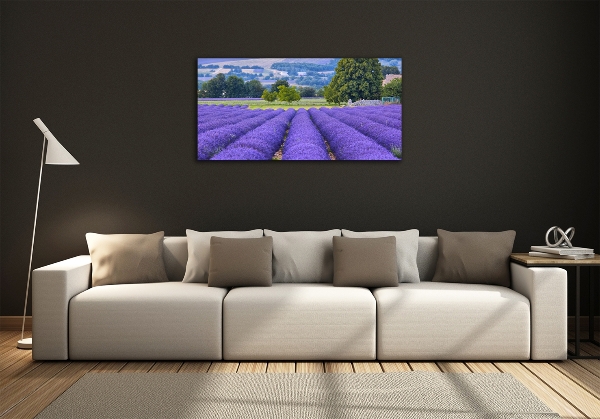 Foto en cristal de alta calidad con impresión uv horizontal campo de lavanda