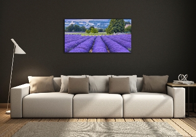Foto en cristal de alta calidad con impresión uv horizontal campo de lavanda