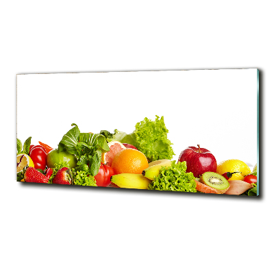 Cuadro decorativo de vidrio para salón horizontal Frutas y verduras