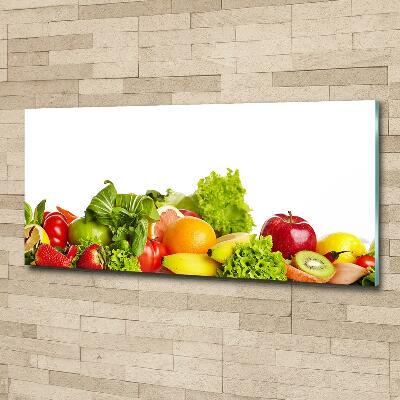 Cuadro decorativo de vidrio para salón horizontal Frutas y verduras