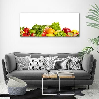 Cuadro decorativo de vidrio para salón horizontal Frutas y verduras