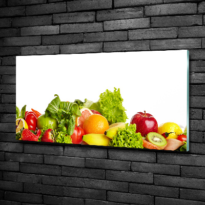 Cuadro decorativo de vidrio para salón horizontal Frutas y verduras