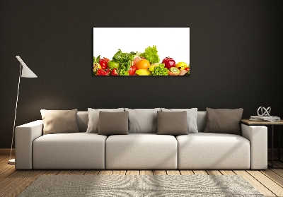 Cuadro decorativo de vidrio para salón horizontal Frutas y verduras
