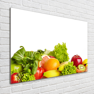 Cuadro decorativo de vidrio para salón horizontal Frutas y verduras