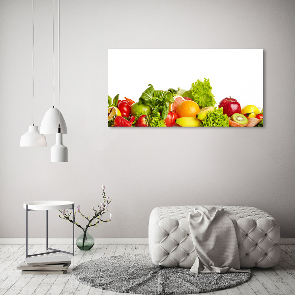 Cuadro decorativo de vidrio para salón horizontal Frutas y verduras