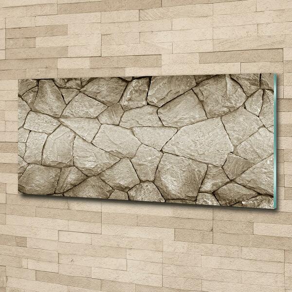 Cuadro decorativo de vidrio para salón horizontal Muro de piedra