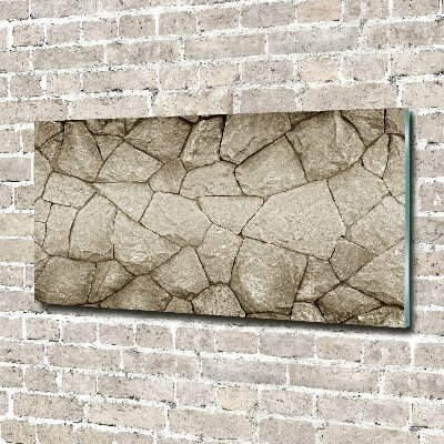 Cuadro decorativo de vidrio para salón horizontal Muro de piedra