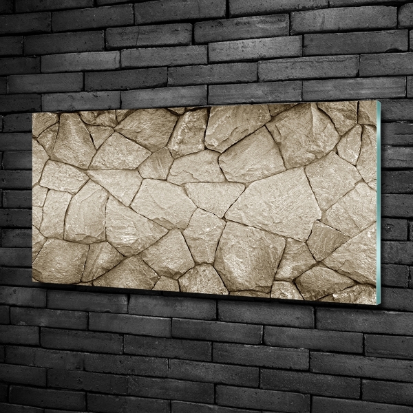 Cuadro decorativo de vidrio para salón horizontal Muro de piedra