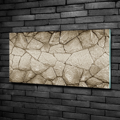 Cuadro decorativo de vidrio para salón horizontal Muro de piedra
