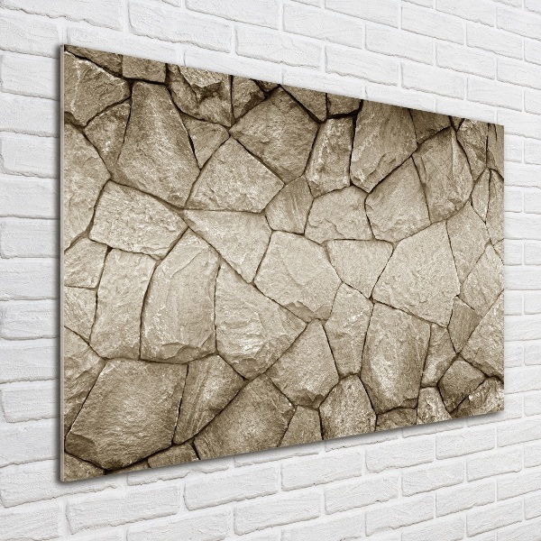 Cuadro decorativo de vidrio para salón horizontal Muro de piedra