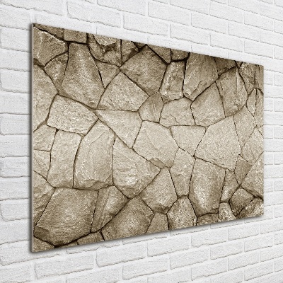 Cuadro decorativo de vidrio para salón horizontal Muro de piedra
