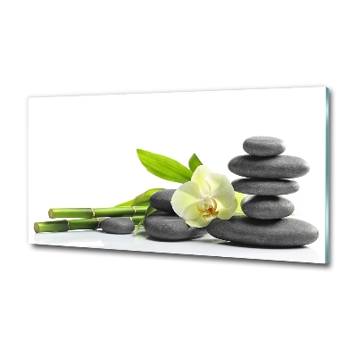 Cuadro decorativo de vidrio para salón horizontal Orquídea