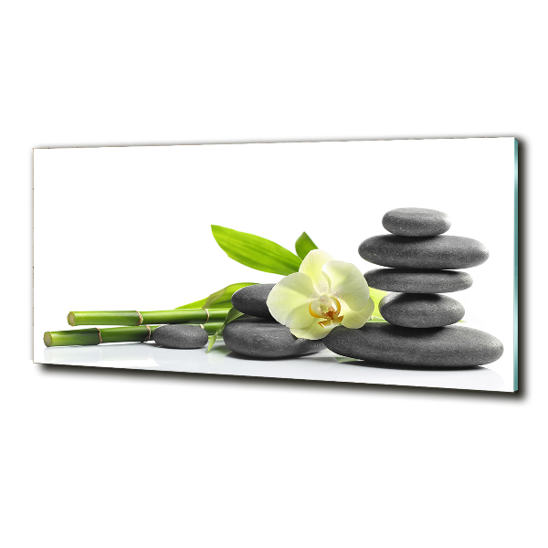 Cuadro decorativo de vidrio para salón horizontal Orquídea