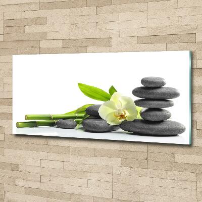 Cuadro decorativo de vidrio para salón horizontal Orquídea