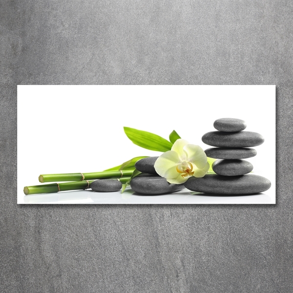 Cuadro decorativo de vidrio para salón horizontal Orquídea