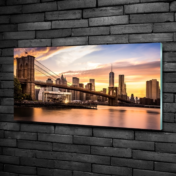 Cuadro de cristal templado moderno horizontal Puente de Brooklyn