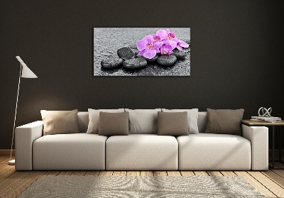Foto en cristal de alta calidad con impresión uv horizontal Piedras de orquídea