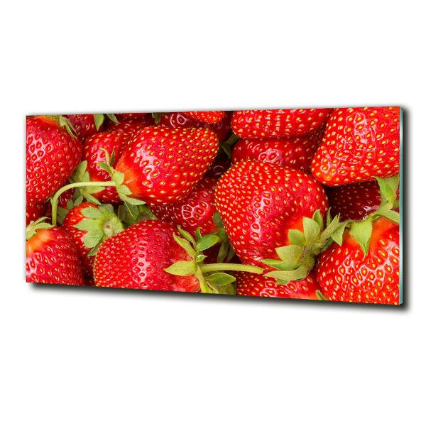 Cuadro decorativo de vidrio para salón horizontal fresas