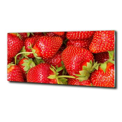 Cuadro decorativo de vidrio para salón horizontal fresas