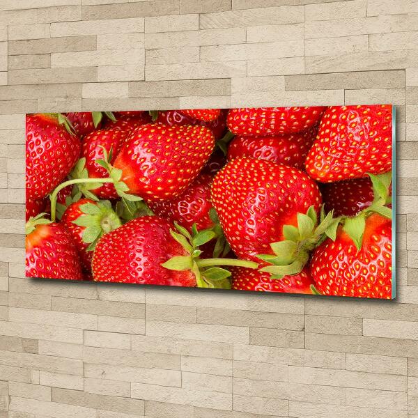 Cuadro decorativo de vidrio para salón horizontal fresas