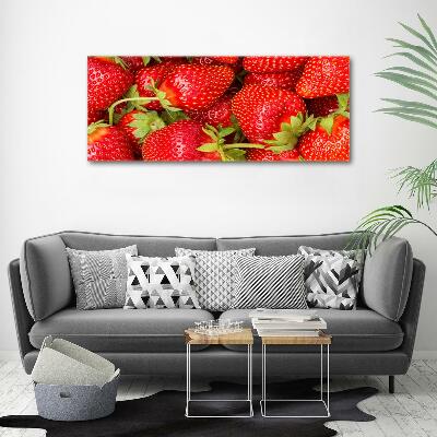 Cuadro decorativo de vidrio para salón horizontal fresas