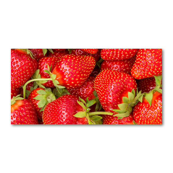 Cuadro decorativo de vidrio para salón horizontal fresas