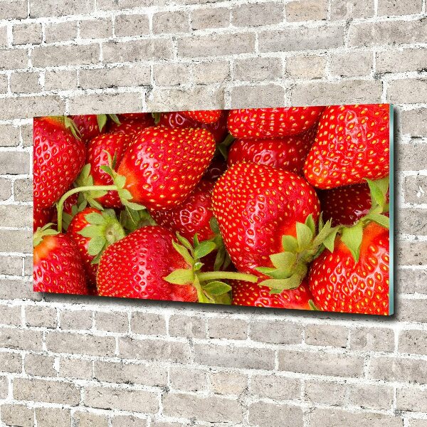 Cuadro decorativo de vidrio para salón horizontal fresas