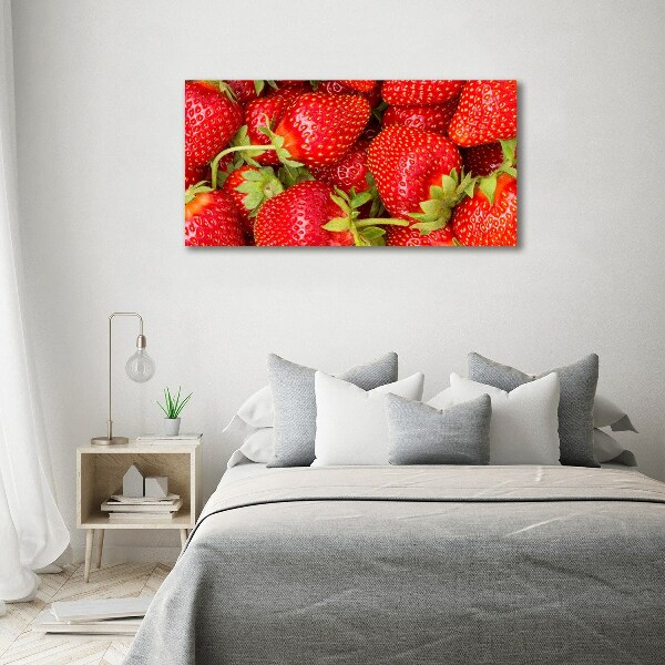 Cuadro decorativo de vidrio para salón horizontal fresas