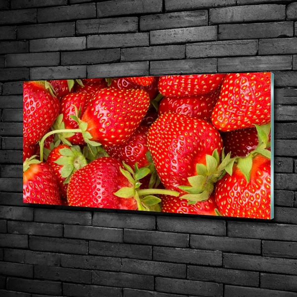 Cuadro decorativo de vidrio para salón horizontal fresas