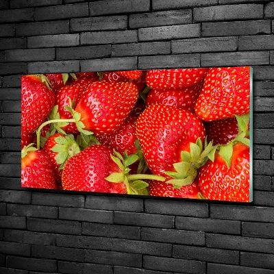 Cuadro decorativo de vidrio para salón horizontal fresas