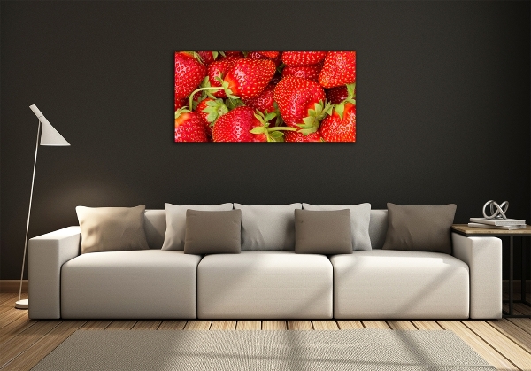 Cuadro decorativo de vidrio para salón horizontal fresas