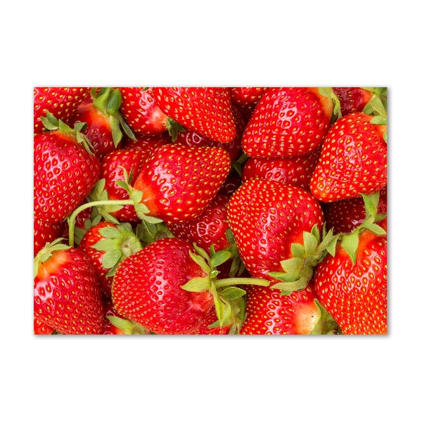 Cuadro decorativo de vidrio para salón horizontal fresas