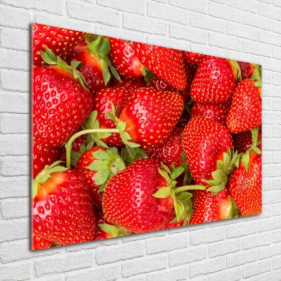 Cuadro decorativo de vidrio para salón horizontal fresas