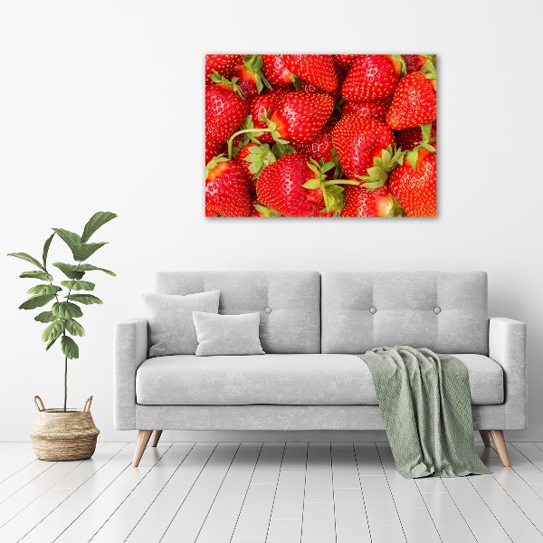Cuadro decorativo de vidrio para salón horizontal fresas