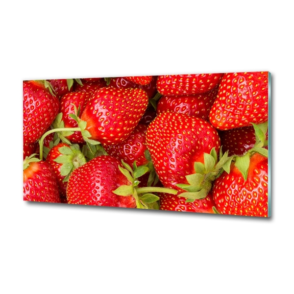 Cuadro decorativo de vidrio para salón horizontal fresas