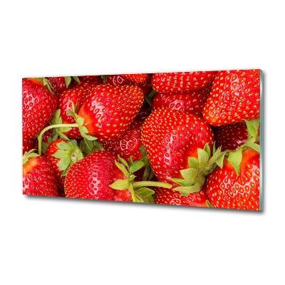 Cuadro decorativo de vidrio para salón horizontal fresas