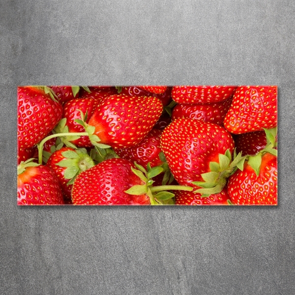Cuadro decorativo de vidrio para salón horizontal fresas