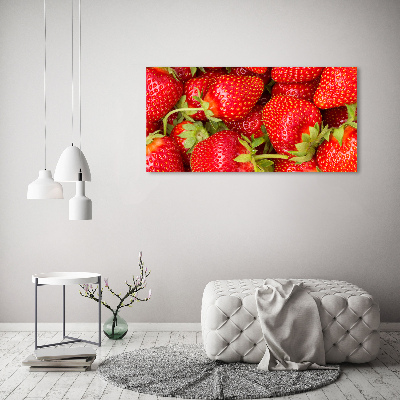 Cuadro decorativo de vidrio para salón horizontal fresas