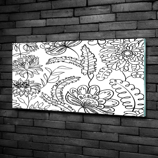 Cuadro decorativo de vidrio para salón horizontal Patrón floral