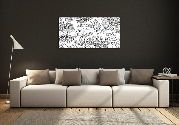 Cuadro decorativo de vidrio para salón horizontal Patrón floral