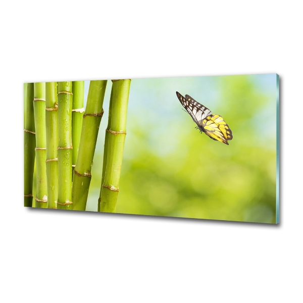 Foto en cristal de alta calidad con impresión uv horizontal Bambú y mariposa