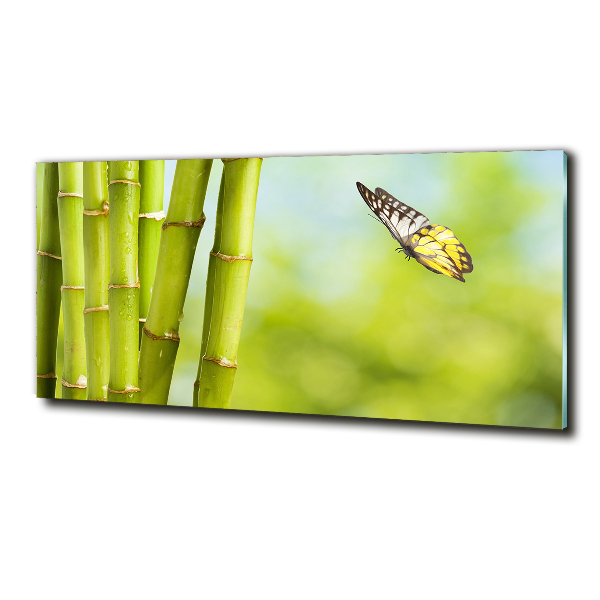 Foto en cristal de alta calidad con impresión uv horizontal Bambú y mariposa