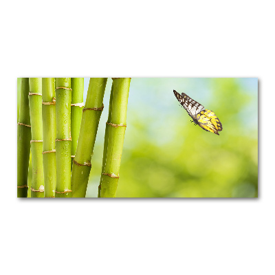 Foto en cristal de alta calidad con impresión uv horizontal Bambú y mariposa