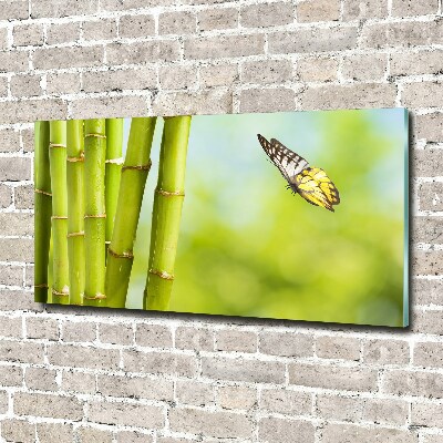 Foto en cristal de alta calidad con impresión uv horizontal Bambú y mariposa